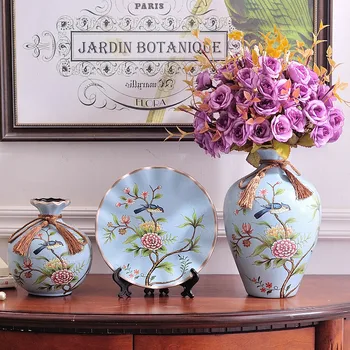 style ceramic vase three piece Home Furnishing wedding gift room decoration flower inserting device luxurious Decor
style ceramic vase three piece Home Furnishing wedding gift room decoration flower inserting device luxurious Decor