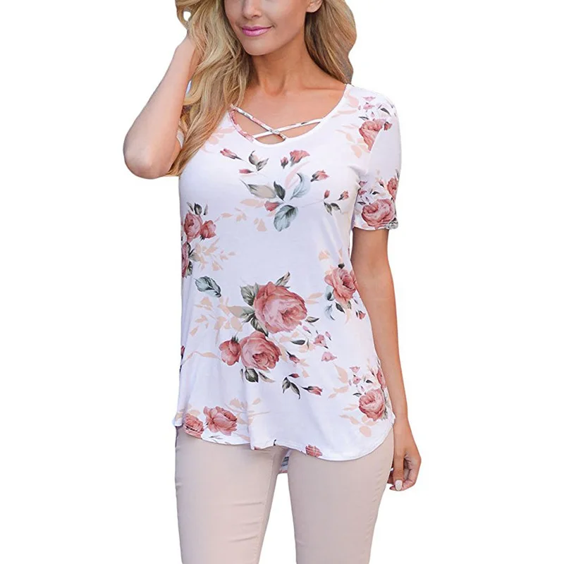 S-5XL Plus Size Tops Summer T-shirts Women's Tees Boho Beach Loose Tshirt Sexy Flowers Print Cross Front Short Back Long T-shirt
S-5XL Plus Size Tops Summer T-shirts Women's Tees Boho Beach Loose Tshirt Sexy Flowers Print Cross Front Short Back Long T-shirt