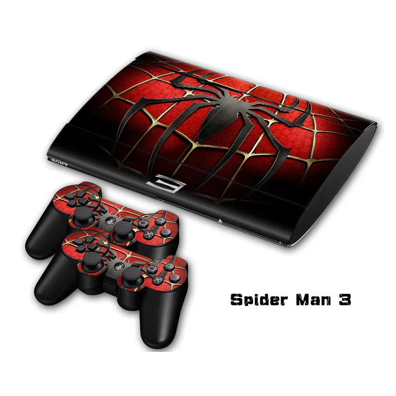 

Spiderman Vinyl Skin Sticker Protector For Sony PS3 Super Slim 4000 And 2 Gamepad Controller Skins Cover Joystick Decal