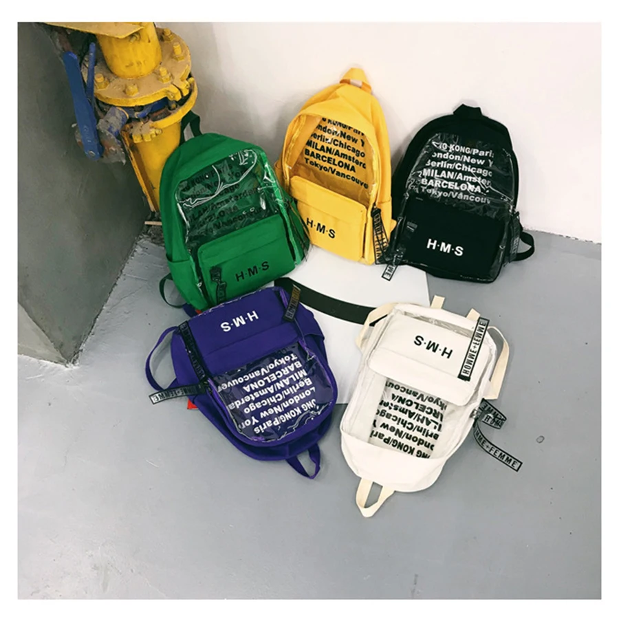 Black Canvas Women Backpack Transparent Jelly Schoolbags For Teenage Girls Leather Women School Travel Backpack 2018 New Bookbag 
Black Canvas Women Backpack Transparent Jelly Schoolbags For Teenage Girls Leather Women School Travel Backpack 2018 New Bookbag