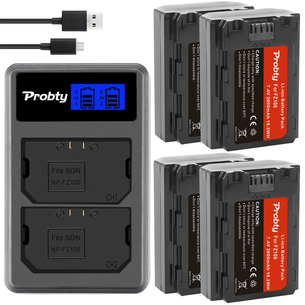 4pcs NP-FZ100 NP FZ100 NPFZ100 camera batteries + LCD Dual Charger for Sony BC-QZ1 Alpha 9 Alpha 9R Sony Alpha 9S Digital camera
4pcs NP-FZ100 NP FZ100 NPFZ100 camera batteries + LCD Dual Charger for Sony BC-QZ1 Alpha 9 Alpha 9R Sony Alpha 9S Digital camera