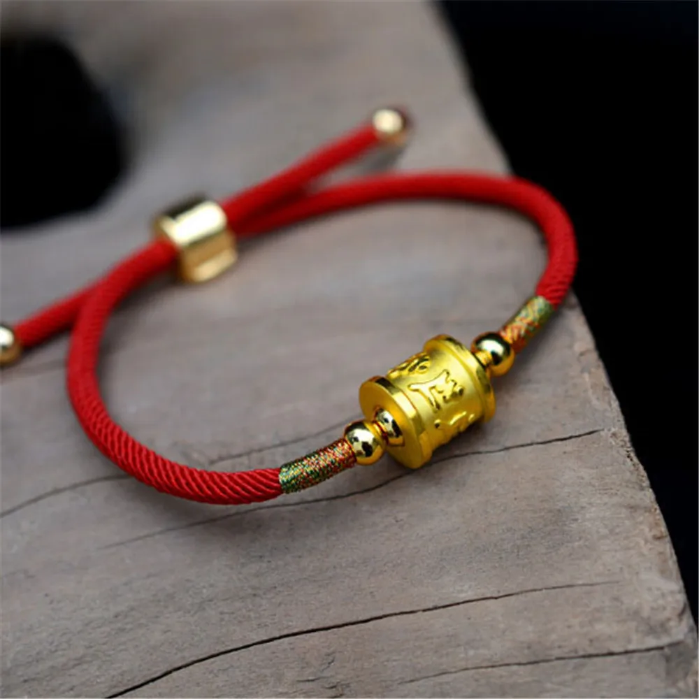 Trendy Gold Ornaments Pure 999 Gold Six Words Charm Bracelets Women's The Animal Year Jewelry Handmade Luck Red Rope Bracelets W
Trendy Gold Ornaments Pure 999 Gold Six Words Charm Bracelets Women's The Animal Year Jewelry Handmade Luck Red Rope Bracelets W