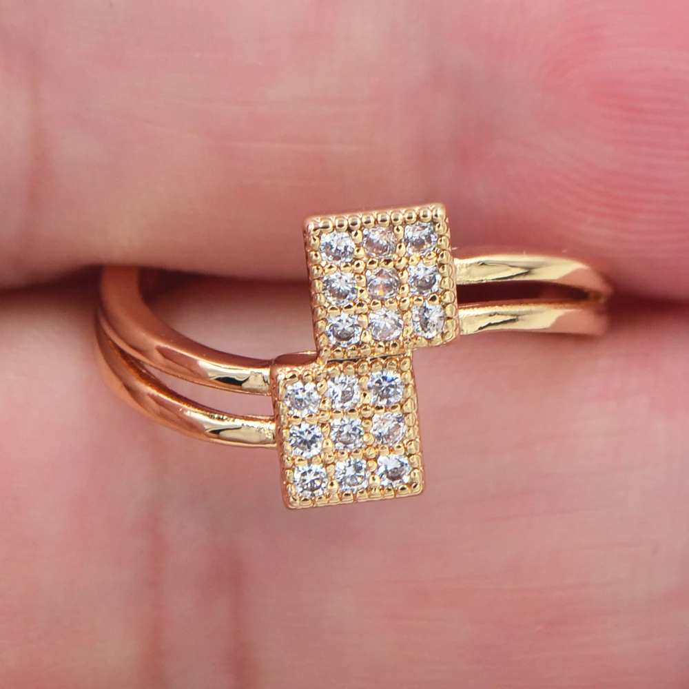 Trendy Women Gold Color AAA+ Cubic Zirconia Stylish Clear Micro Pave CZ Square Blocks Ring Jewelry
Trendy Women Gold Color AAA+ Cubic Zirconia Stylish Clear Micro Pave CZ Square Blocks Ring Jewelry