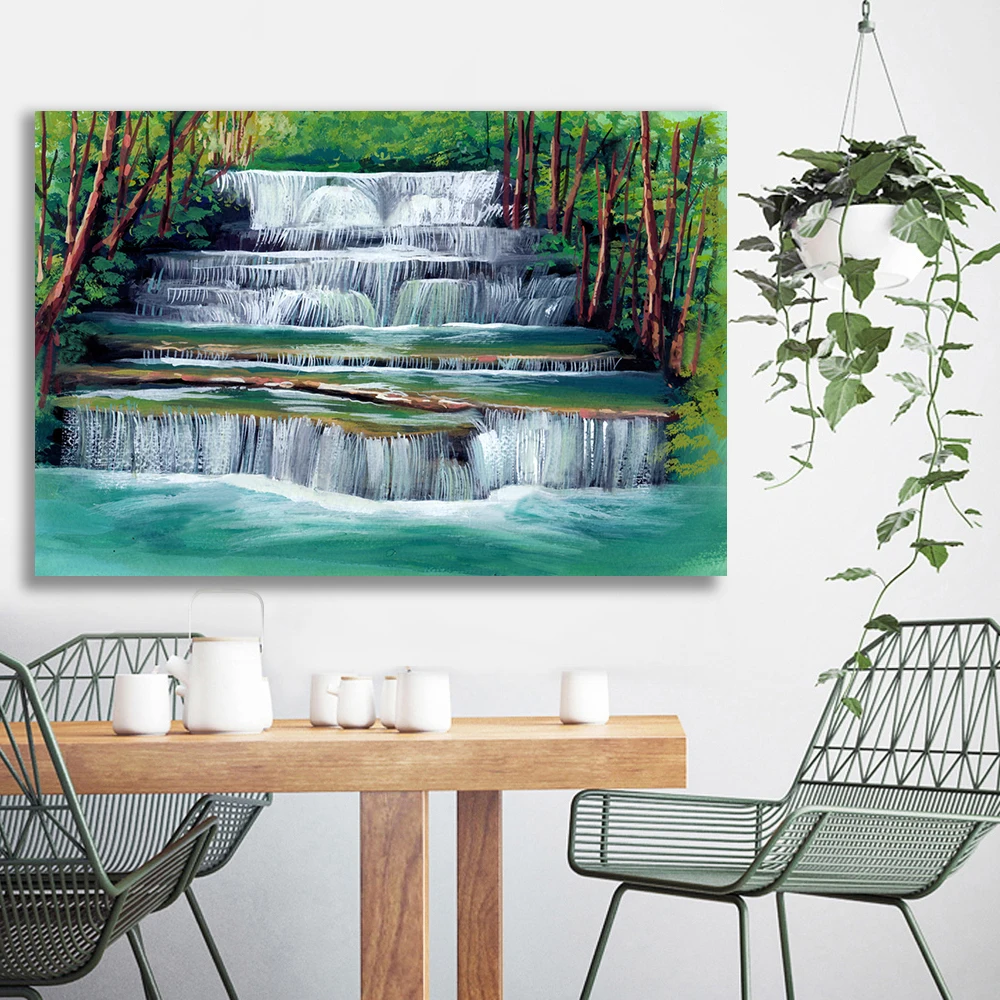 Embelish 1 Pieces HD Canvas Painting For Living Room Watercolor Waterfall Among Tree Landscape Wall Pictures Home Decor Posters
Embelish 1 Pieces HD Canvas Painting For Living Room Watercolor Waterfall Among Tree Landscape Wall Pictures Home Decor Posters