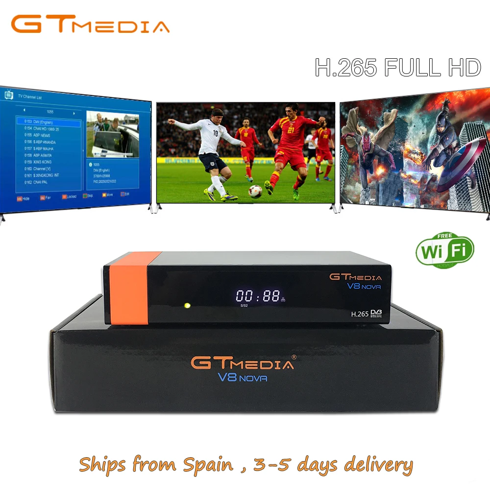 FREESAT V8 Satellite TV Receiver DVB-S2 GTmedia V8 Nova Support 1 Year Europe Clines PowerVu Built in Wifi Dongle Full HD H.265
FREESAT V8 Satellite TV Receiver DVB-S2 GTmedia V8 Nova Support 1 Year Europe Clines PowerVu Built in Wifi Dongle Full HD H.265
