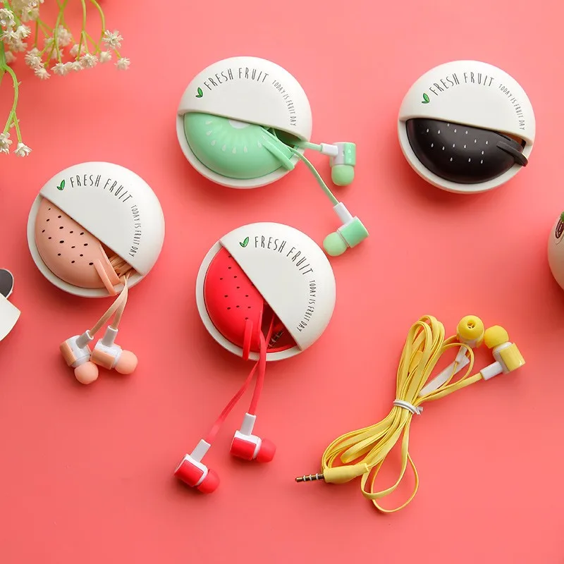 Fruit Candy Colorful Wired Earphones 3.5mm in-ear with Microphone for Phone Lenovo Xiaomi Girls Kid Child Student for MP3 Gifts (2)