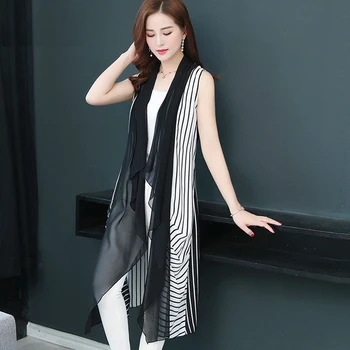 Women's Coat Chiffon Manteau Spring Summer Clothes For Women New Korean Version Medium Length Fashion Striped Vest Wild Jacket
Women's Coat Chiffon Manteau Spring Summer Clothes For Women New Korean Version Medium Length Fashion Striped Vest Wild Jacket