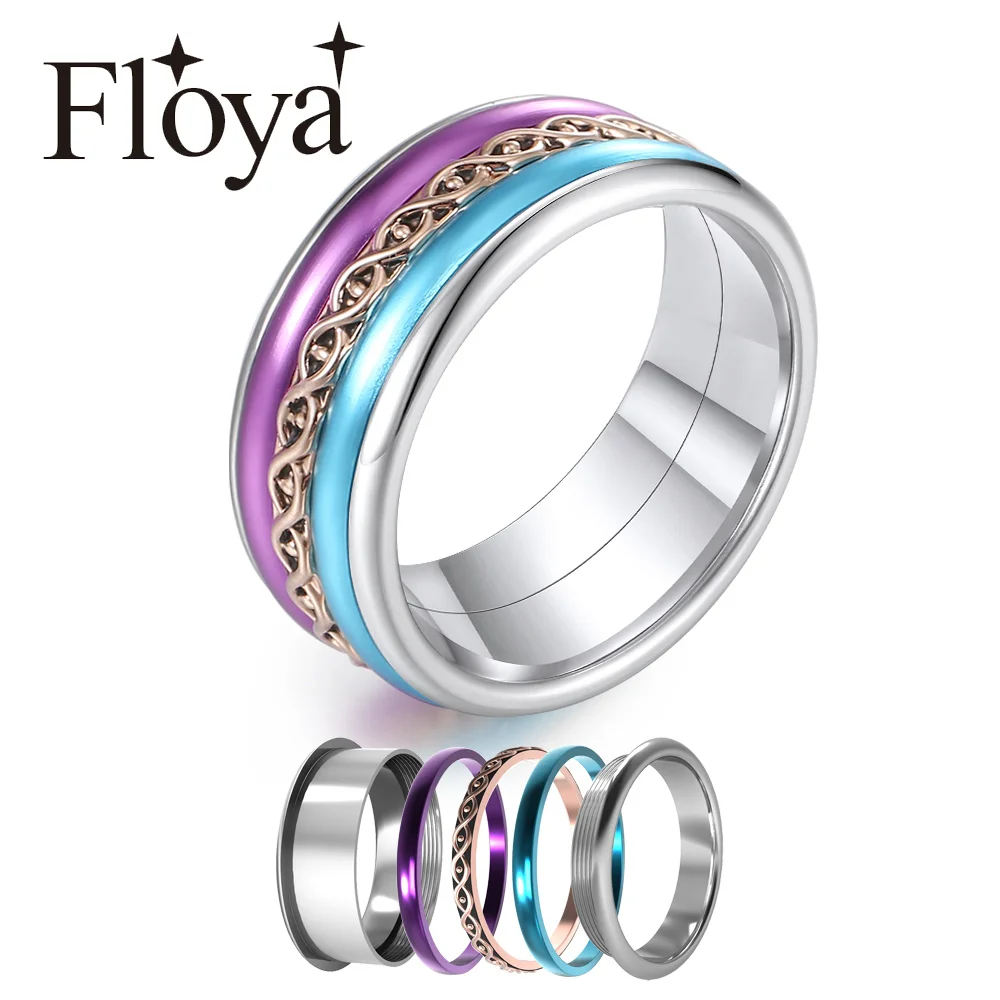 Floya 8 мм Ширина кольца Femme Bijoux Arctic кольцо Симфония фиолетовое разноцветное