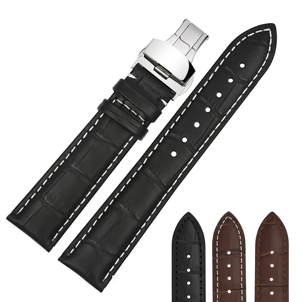 Leather Watchbands 18mm 19mm 20mm 21mm 22mm Silver Butterfly Buckle Crocodile Pattern Watch Strap For Men Women For Tissot Seiko
Leather Watchbands 18mm 19mm 20mm 21mm 22mm Silver Butterfly Buckle Crocodile Pattern Watch Strap For Men Women For Tissot Seiko
