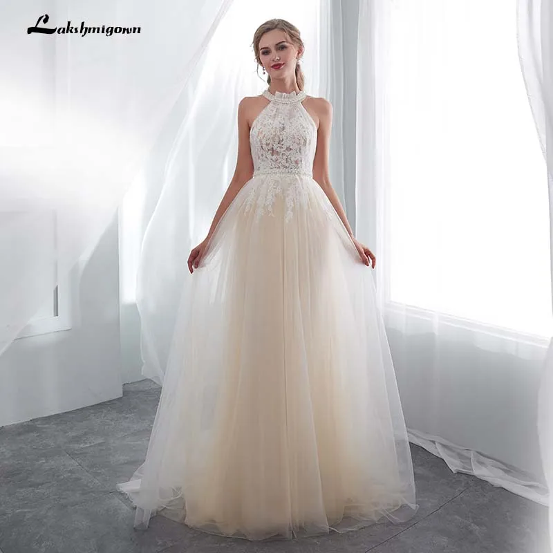 Hater Neck Beach Bridal Dress Vestido De Noiva Light Perals Sleeveless Simple Tulle Wedding Dress
Hater Neck Beach Bridal Dress Vestido De Noiva Light Perals Sleeveless Simple Tulle Wedding Dress