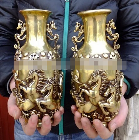B0602 326 8 Horse bronze copper vase feng shui ornaments one pair of household decorative statue
B0602 326 8 Horse bronze copper vase feng shui ornaments one pair of household decorative statue