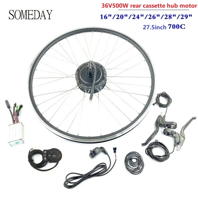 

SOMEDAY Electric Bicycle conversion kit with LED900S display 36V500W Ebike rear cassette wheel Brushless Gear Hub Motor