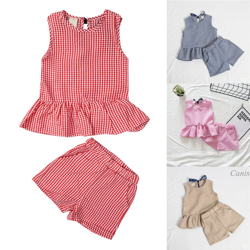 Kids Baby Girl Outfits Casual Summer Clothes Plaid 2Pcs Sleeveless Lace-up Tank Tops Elastic Waist Shorts Child Girls Sets 1-6Y
Kids Baby Girl Outfits Casual Summer Clothes Plaid 2Pcs Sleeveless Lace-up Tank Tops Elastic Waist Shorts Child Girls Sets 1-6Y