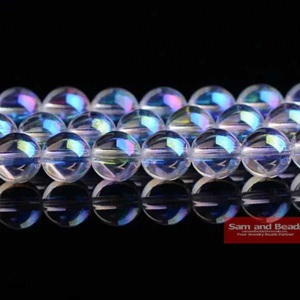 Gemstone Round Loose Beads 15/" 8MM Champagne Mystic Aura Quartz Glass