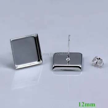 12mm Blank Earrings Settings Bases Square deep wall Bezel Stud Earrings Post w/ Stopper Earring Findings Rhodium tone Wholesale
12mm Blank Earrings Settings Bases Square deep wall Bezel Stud Earrings Post w/ Stopper Earring Findings Rhodium tone Wholesale