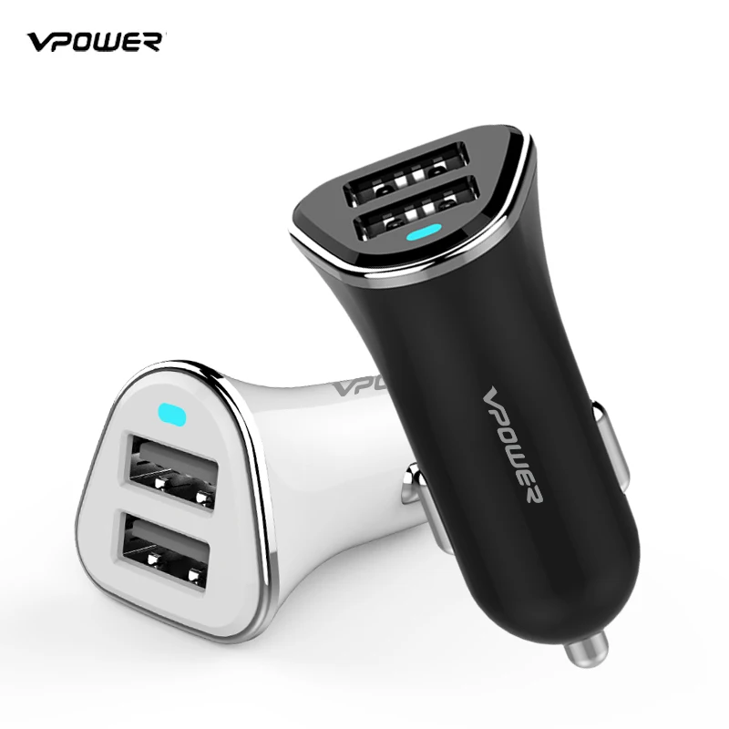 Image ROCK Ditor Car Charger Dual USB Output 2.4A Fast Charging Mobile Phone Travel Adapter Cigar Lighter DC 12 24V Car Phone Chargers