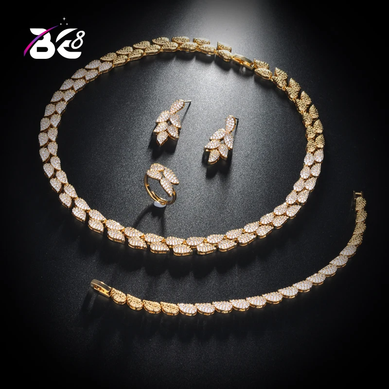 Be 8Luxury Women Jewelry Leaf Shape Bridal CZ Necklace Earring Bracelet Ring 4pcs Wedding Jewelry Set for Bride Bijoux FemmeS156
Be 8Luxury Women Jewelry Leaf Shape Bridal CZ Necklace Earring Bracelet Ring 4pcs Wedding Jewelry Set for Bride Bijoux FemmeS156