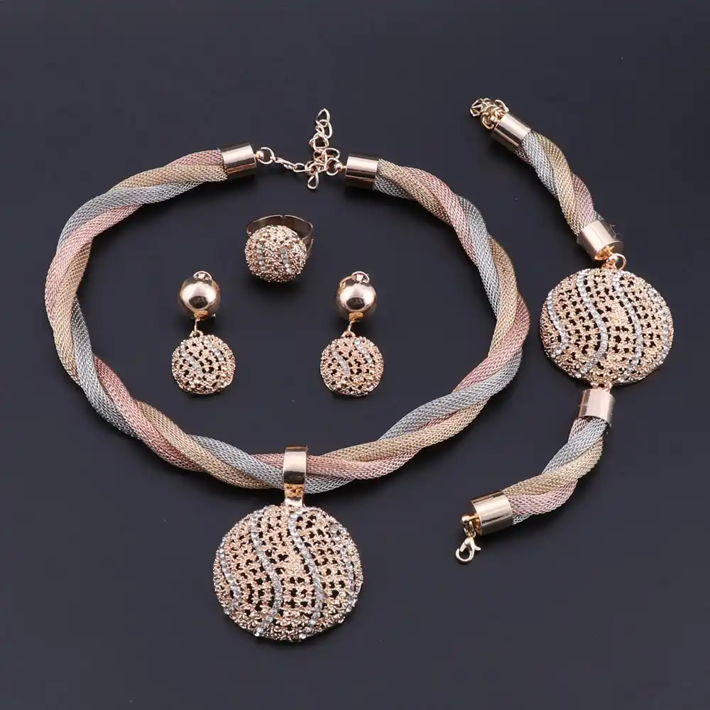 color necklace/earring/ring/bracelet jewelry sets women gift