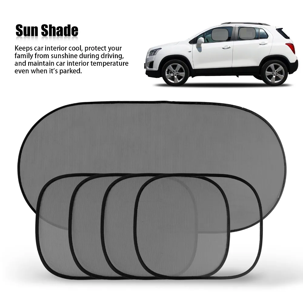 5PCS/Set Auto Car Front Rear Side Window Sunshade Sun Shade Cover Visor Mesh 