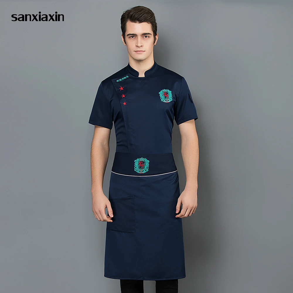 sanxiaxin new short sleeved embroidery Chef Uniform Unisex Hotel Restaurant Kitchen Chef work clothes men professional clothing
sanxiaxin new short sleeved embroidery Chef Uniform Unisex Hotel Restaurant Kitchen Chef work clothes men professional clothing