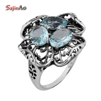 Szjinao Women 925 Sterling Silver Ring Vintage Aquamarine Rings Sunflowers Silver 925 Jewelry Handmade Viking Factory Wholesale
Szjinao Women 925 Sterling Silver Ring Vintage Aquamarine Rings Sunflowers Silver 925 Jewelry Handmade Viking Factory Wholesale