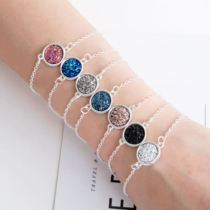 6 Colors Druzy Stone Bracelet Bangel with Silver Color Round Shaped Charm Friendship Bracelet Bangle for Women Gift
6 Colors Druzy Stone Bracelet Bangel with Silver Color Round Shaped Charm Friendship Bracelet Bangle for Women Gift