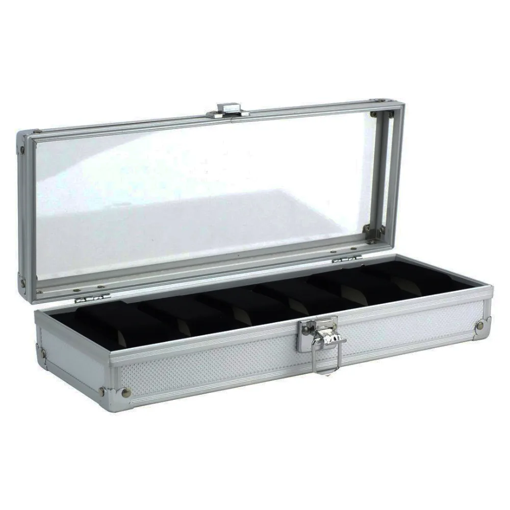 SZanbana 6Slot Watch Box Watch Display Case Aluminum Glass Top Jewelry Storage Organizer Velvet Pillow with Lock For Men & Women
SZanbana 6Slot Watch Box Watch Display Case Aluminum Glass Top Jewelry Storage Organizer Velvet Pillow with Lock For Men & Women