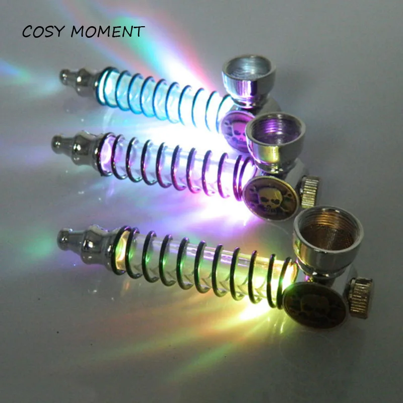 COSY MOMENT Random Color Skull Head Spring Tube Led light Portable Metal Smoking Herb Tobacco Pipes Hookah pipes YJ008 
COSY MOMENT Random Color Skull Head Spring Tube Led light Portable Metal Smoking Herb Tobacco Pipes Hookah pipes YJ008