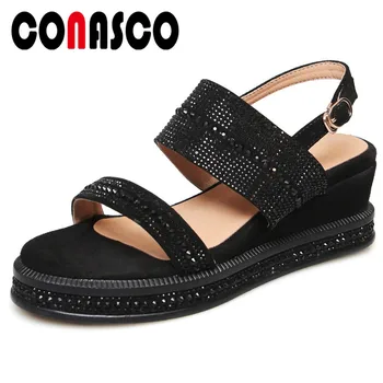 CONASCO Women Casual Pumps Suede Leather Concise High Heels Buckle Strap Wedge Sandals Summer Leisure Shopping Basic Shoes Woman
CONASCO Women Casual Pumps Suede Leather Concise High Heels Buckle Strap Wedge Sandals Summer Leisure Shopping Basic Shoes Woman