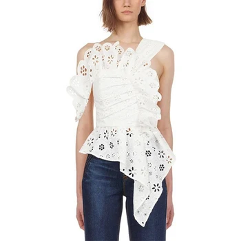 High Quality Women White Chic Blouse 2019 Summer Floral Hollow Out Embroidered Dew Shoulder Backless Irregular Blouse
High Quality Women White Chic Blouse 2019 Summer Floral Hollow Out Embroidered Dew Shoulder Backless Irregular Blouse
