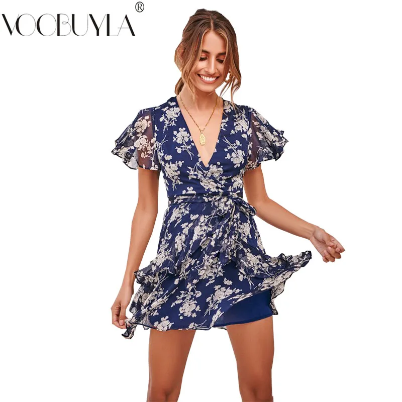 Voobuyla Women Mini Dress 2019 Summer Boho Floral Dress Sexy Deep V-neck Party Dresses Ladies Short Sleeve Chiffon Dress Mujer
Voobuyla Women Mini Dress 2019 Summer Boho Floral Dress Sexy Deep V-neck Party Dresses Ladies Short Sleeve Chiffon Dress Mujer