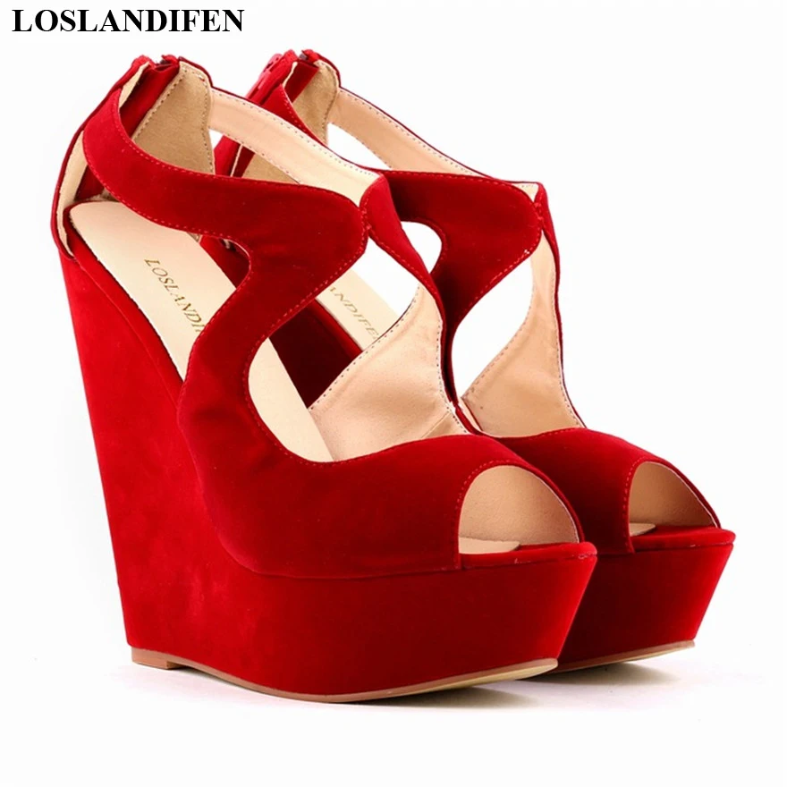 New Arrival Cut-Outs Sexy Women Party Sandals Solid Flock High Heels Shoes Peep Toe Fashion Women's Wedges Sandals High Platform
New Arrival Cut-Outs Sexy Women Party Sandals Solid Flock High Heels Shoes Peep Toe Fashion Women's Wedges Sandals High Platform