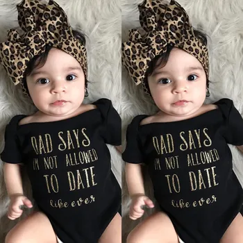 Trendy Kids Baby Girls Clothes off shoulder summer letter print short sleeve Bodysuit Leopard Headband 2pc cotton casual set
Trendy Kids Baby Girls Clothes off shoulder summer letter print short sleeve Bodysuit Leopard Headband 2pc cotton casual set