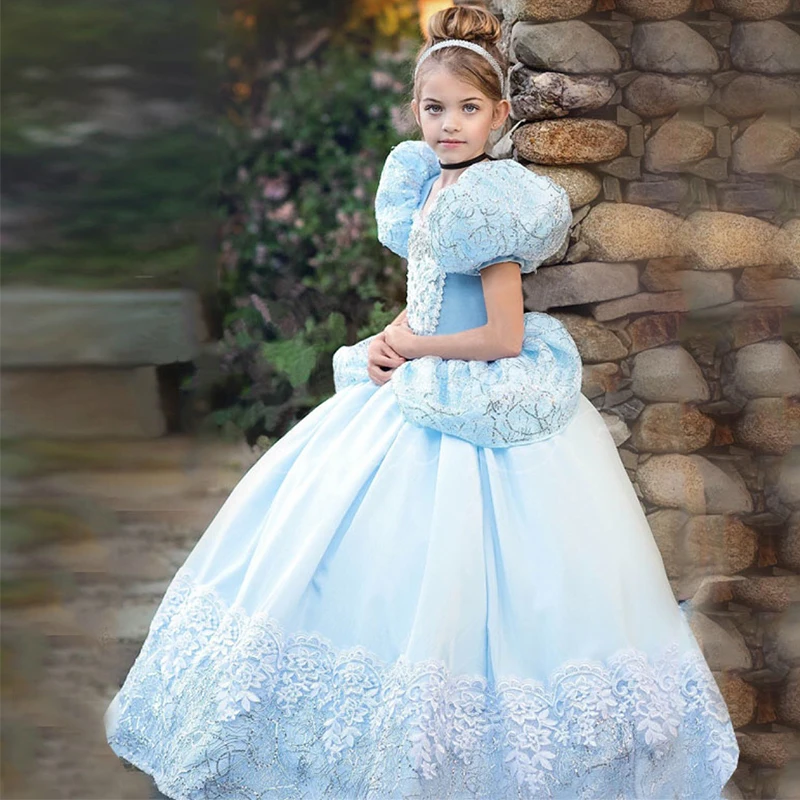 Princess Cinderella Dress up Cosplay Halloween Party Costume for Girls Kids Baby