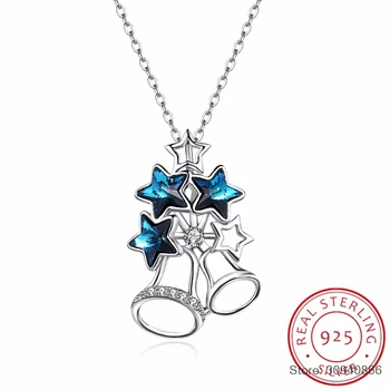 925 Solid Sterling Silver Small Bell Necklace Women Girl Sweet Star Blue Crystal from Necklace For Fine Jewelry
925 Solid Sterling Silver Small Bell Necklace Women Girl Sweet Star Blue Crystal from Necklace For Fine Jewelry