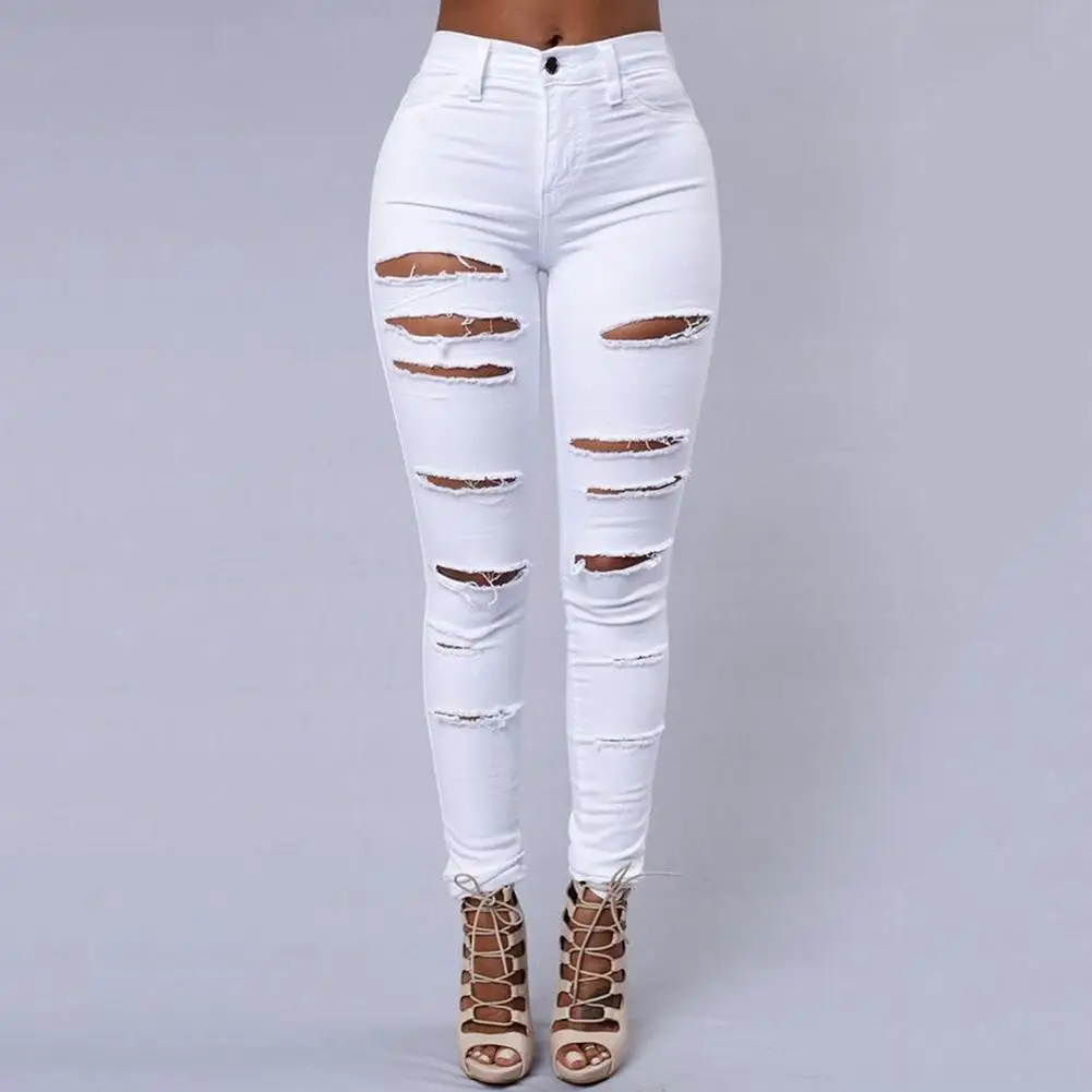 Summer Womens Skinny Jeans Ripped Hole Jean Full Length Torn Pant for Juniors White color sexy pencil Pants
Summer Womens Skinny Jeans Ripped Hole Jean Full Length Torn Pant for Juniors White color sexy pencil Pants