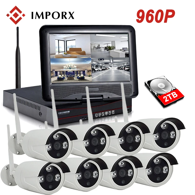 IMPORX 960P 8CH Wireless NVR Kit 10" LCD Monitor Screen CCTV System 1.3MP P2P Wifi IP Camera Outdoor Security Surveillance Kit
IMPORX 960P 8CH Wireless NVR Kit 10" LCD Monitor Screen CCTV System 1.3MP P2P Wifi IP Camera Outdoor Security Surveillance Kit