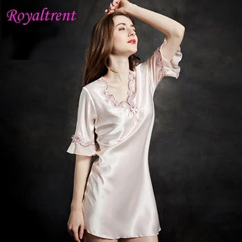 Women'S Nightdress Summer Silk Thin Section Silk Sexy Nightdress Short-Sleeved Large Size Nightdress Comfortable Nightdress
Women'S Nightdress Summer Silk Thin Section Silk Sexy Nightdress Short-Sleeved Large Size Nightdress Comfortable Nightdress