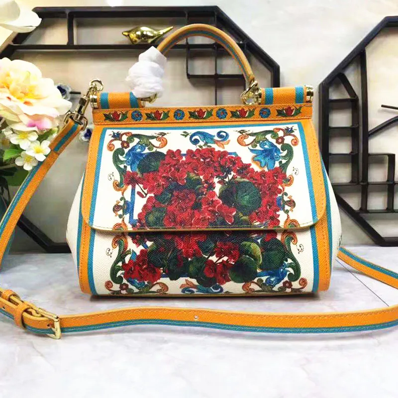 

Unbelievable Charm! Perfect Quality! Fashion Plant Blossom Coloured Flower Print Coloured Printing Baitie Shoulder Cross Handbag
