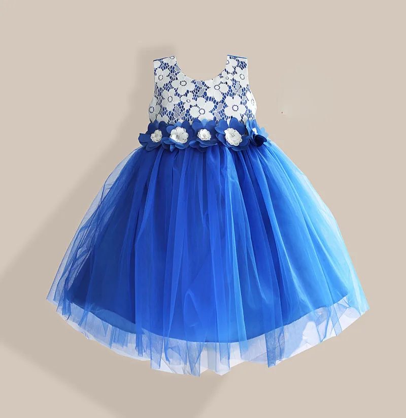 Lace Flower Girl Party Dress 6 Cols Solid Blue Children Girls Wedding Dress Appliques Bow Belt vetement fille 3-8T
Lace Flower Girl Party Dress 6 Cols Solid Blue Children Girls Wedding Dress Appliques Bow Belt vetement fille 3-8T