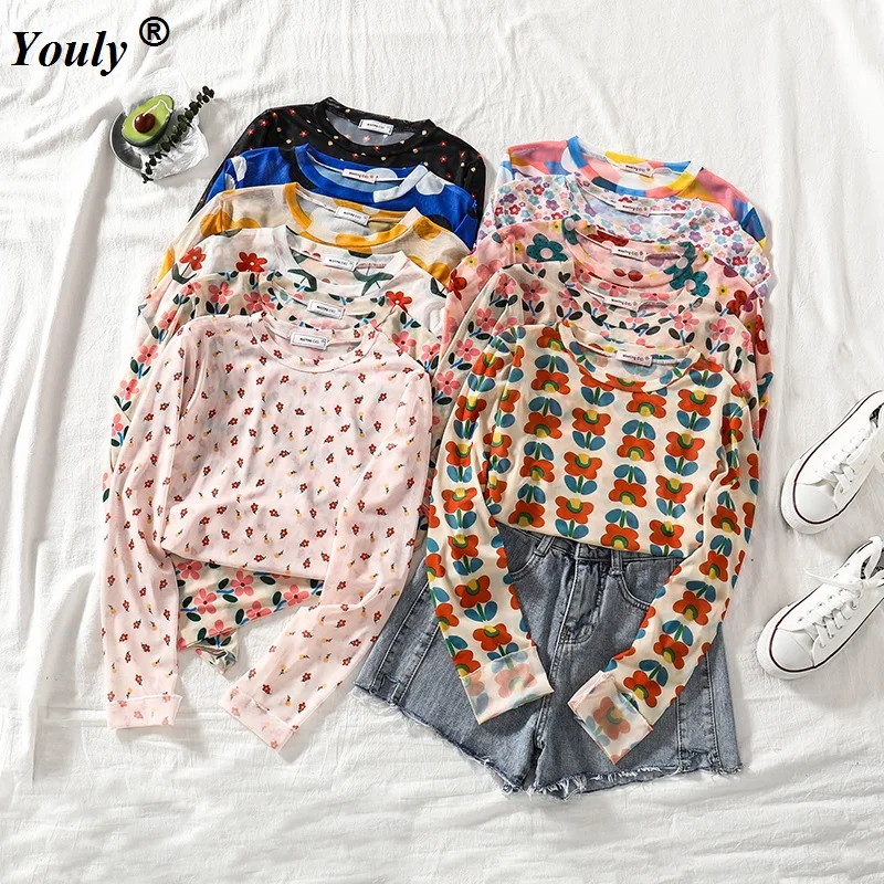 10 Candy Color Mesh Sexy Long Sleeve T Shirt Women Summer Thin Transparent Club Party Tee Shirts O Neck Floral Printed Dot Tops
10 Candy Color Mesh Sexy Long Sleeve T Shirt Women Summer Thin Transparent Club Party Tee Shirts O Neck Floral Printed Dot Tops