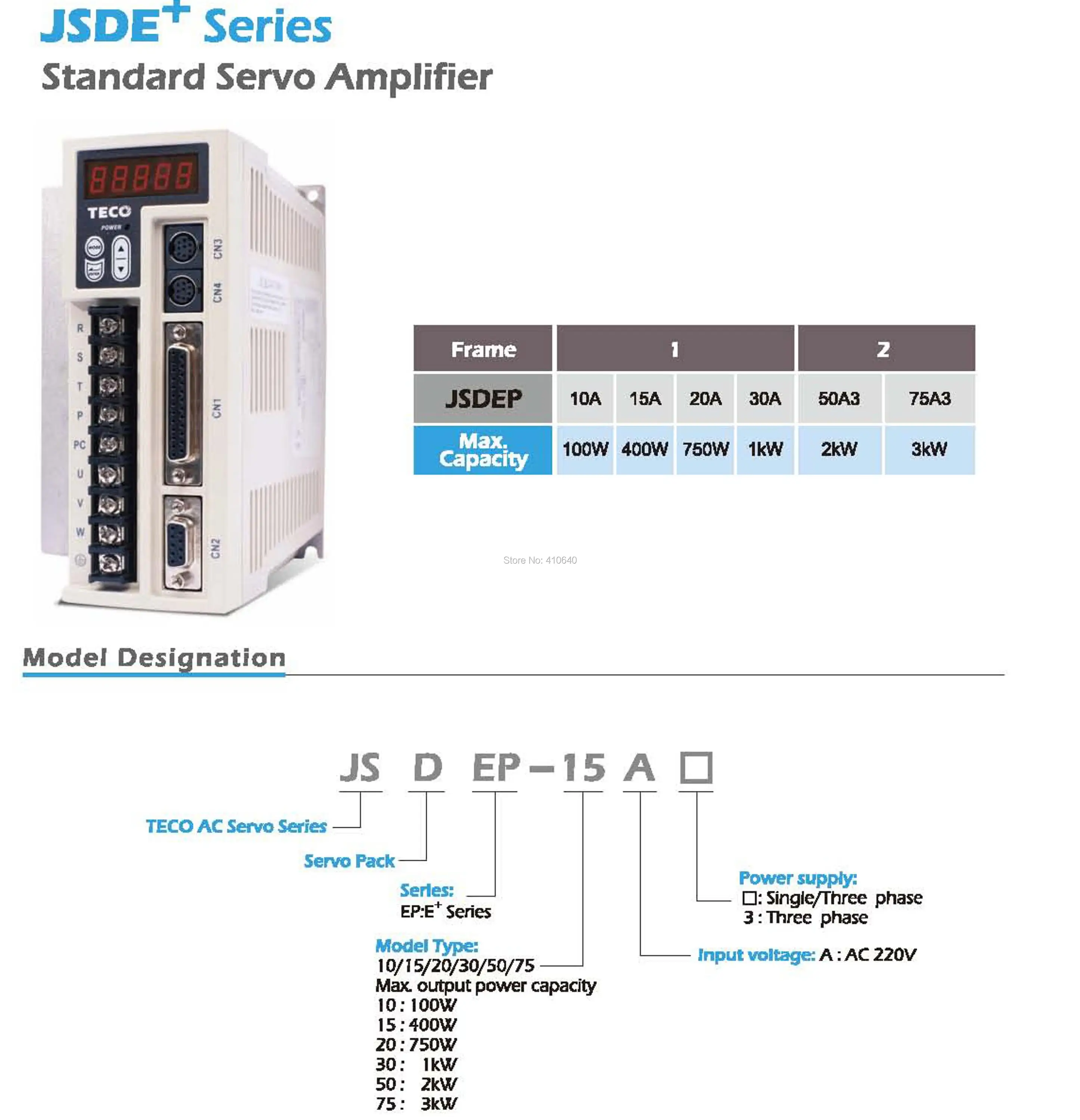 400W Drive JSDEP-15A model designation