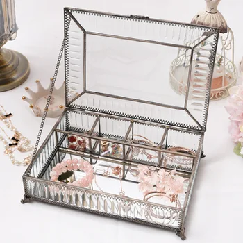 Classic European Copper Edge Glass Makeup organizer Dressing table Makeup box Ring necklace Jewelry holder Cosmetic organizer
Classic European Copper Edge Glass Makeup organizer Dressing table Makeup box Ring necklace Jewelry holder Cosmetic organizer