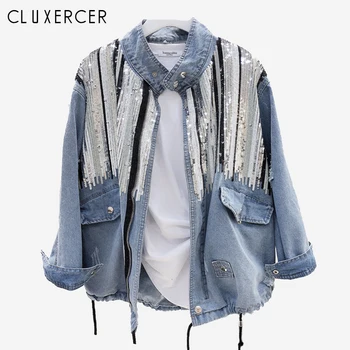 2019 New jackets for women Korea Style Long Sleeve Sequins Jean jacket Casual Loose Standing collar Spring Autumn denim jacket
2019 New jackets for women Korea Style Long Sleeve Sequins Jean jacket Casual Loose Standing collar Spring Autumn denim jacket