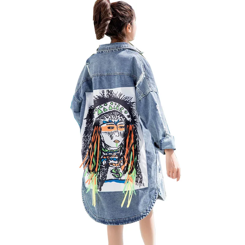Cowboy windbreaker women 2018 Autumn Europe America Hole Long loose large size Tassel denim jacket female coats students YM920
Cowboy windbreaker women 2018 Autumn Europe America Hole Long loose large size Tassel denim jacket female coats students YM920