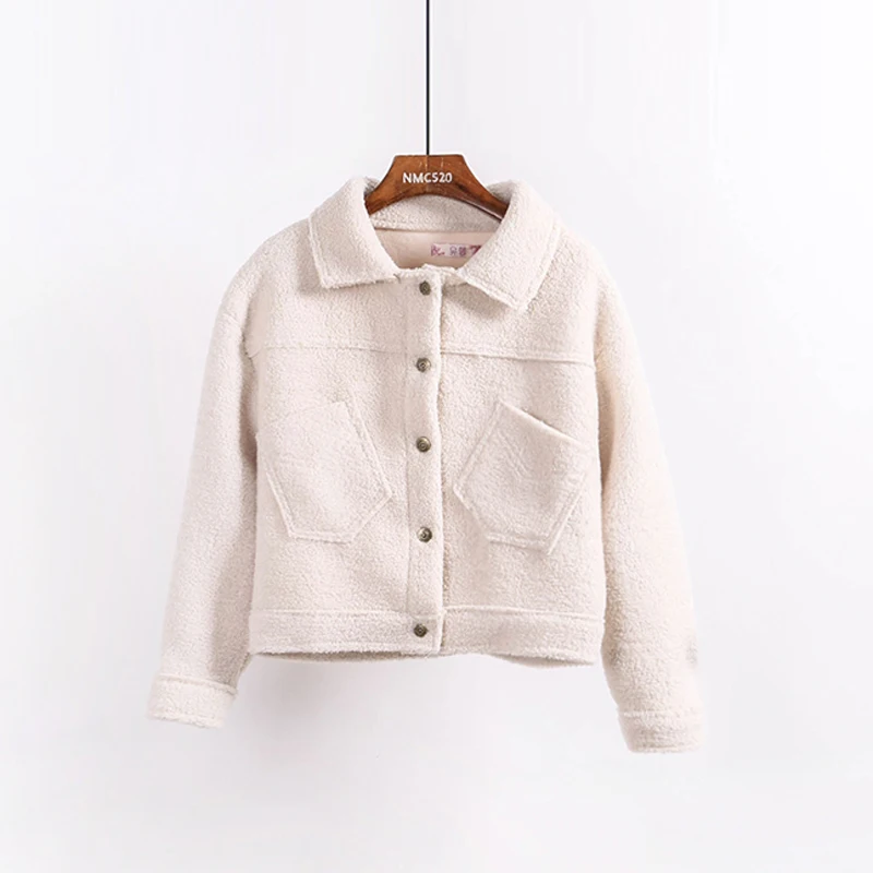 PERHAPS U women faux lambswool teddy jacket pocket winter warm autumn outerwear white khaki button C0042
PERHAPS U women faux lambswool teddy jacket pocket winter warm autumn outerwear white khaki button C0042