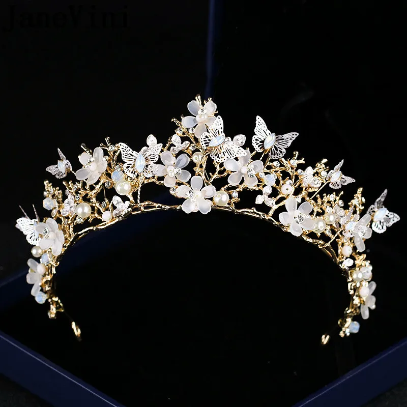 JaneVini Butterfly Flowers Wedding Tiara Crown Silver Crystal Beaded Baroque Headband Pearl Gold Queen Bride Crown Headpieces
JaneVini Butterfly Flowers Wedding Tiara Crown Silver Crystal Beaded Baroque Headband Pearl Gold Queen Bride Crown Headpieces