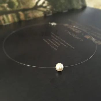 Fashion Invisible Crystal Fish Line White Simulated Pearl Pendant Necklace For Women Classic Pearl Choker Necklaces Collier B041