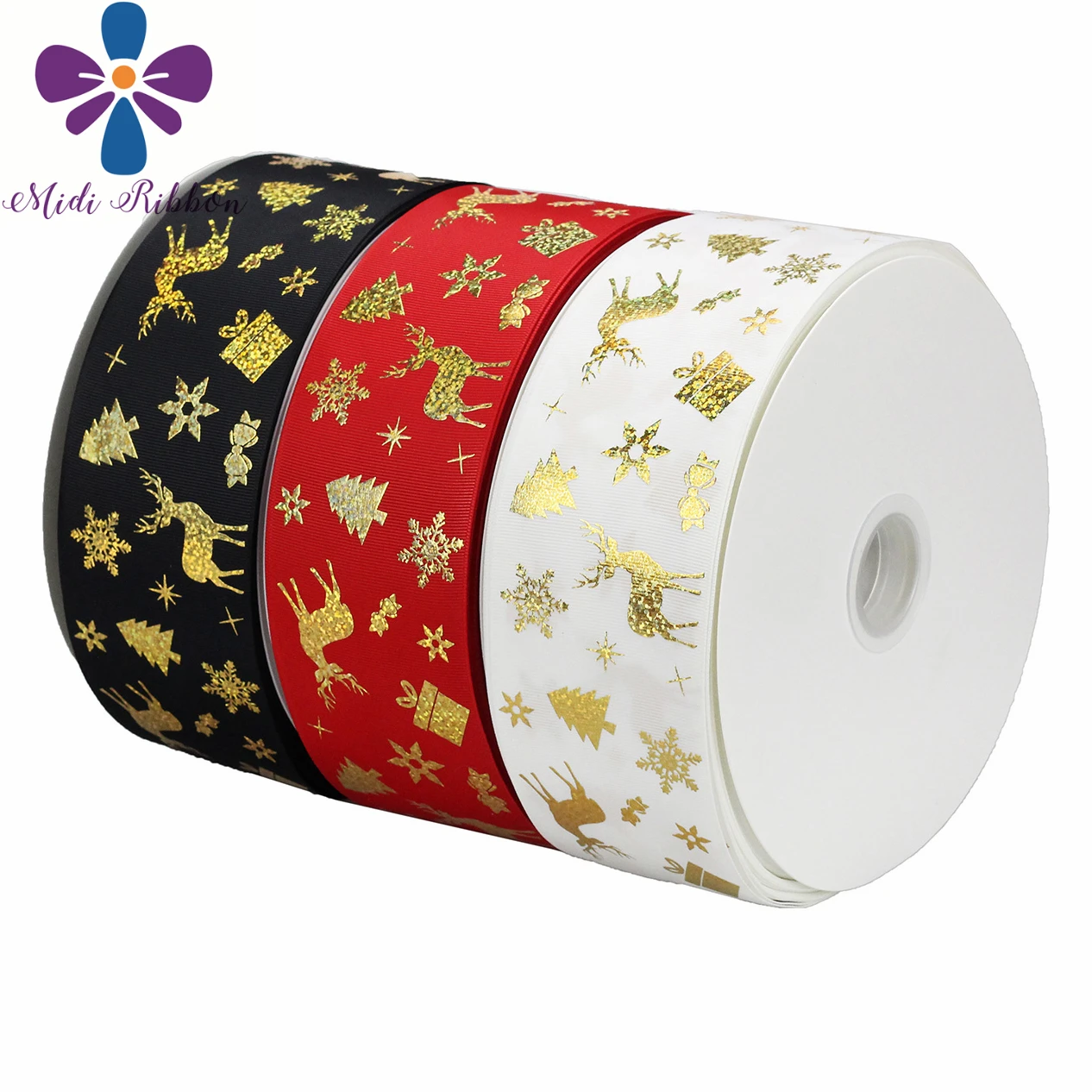 3"75mm Elk Xmas Tree Gift Bowknots Snowflake Hologram Gold Foil Grosgrain Ribbon DIY Hair Band Party Decor 50yards/roll
3"75mm Elk Xmas Tree Gift Bowknots Snowflake Hologram Gold Foil Grosgrain Ribbon DIY Hair Band Party Decor 50yards/roll