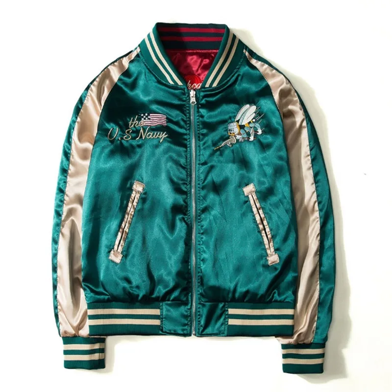 Men Women Fashion Vintage Baseball Uniform Both Sides Wear Kanye West Bomber Jackets Japan Yokosuka Embroidery V-Neck Jacket
Men Women Fashion Vintage Baseball Uniform Both Sides Wear Kanye West Bomber Jackets Japan Yokosuka Embroidery V-Neck Jacket
